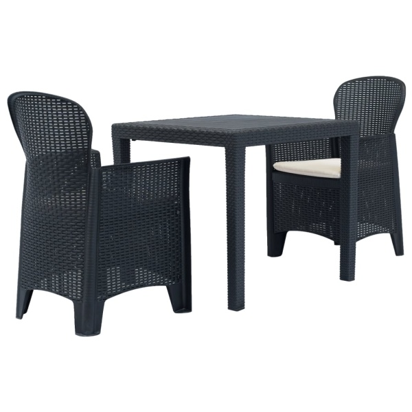 Set Mobilier Bistro 3 Piese Antracit Plastic Aspect Ratan 276113